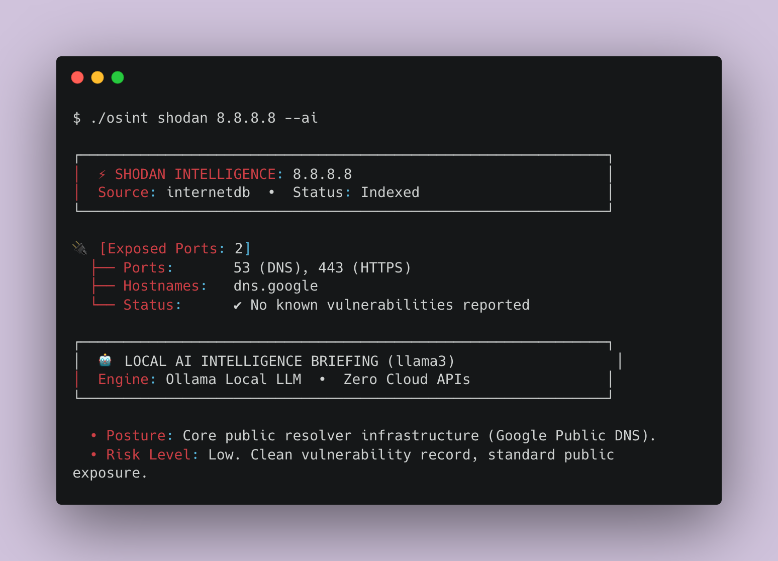 Shodan Threat Intelligence & Local AI Synthesis Demo
